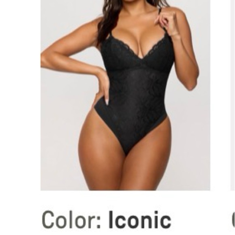 Fabletics Black Lace V-Neck Bodysuit